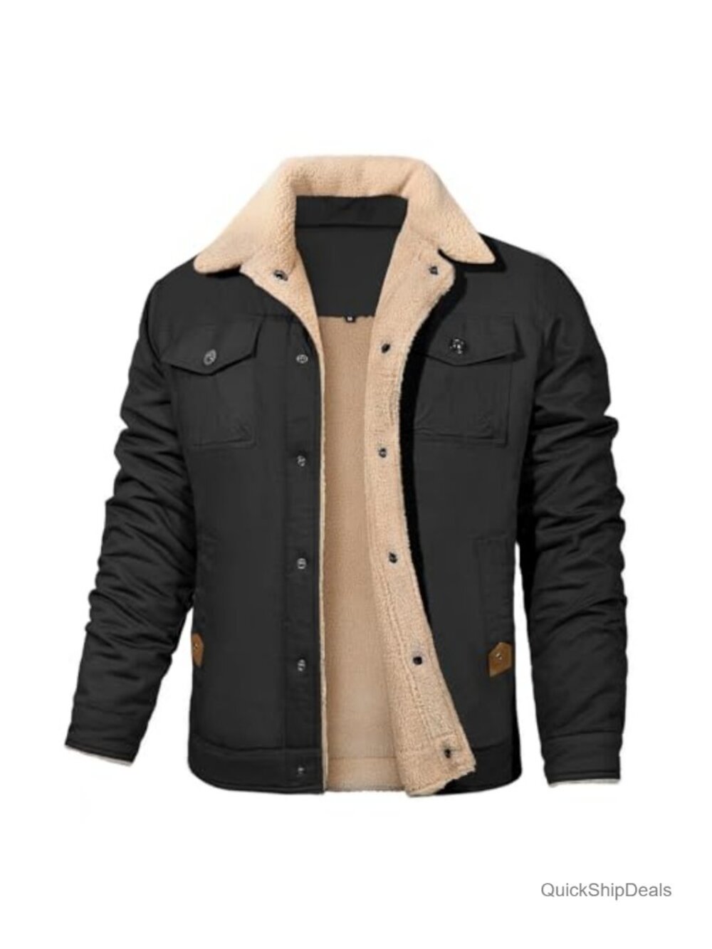 Men's Sherpa Lined Jacket Winter Fleece Lined Cargo Coat